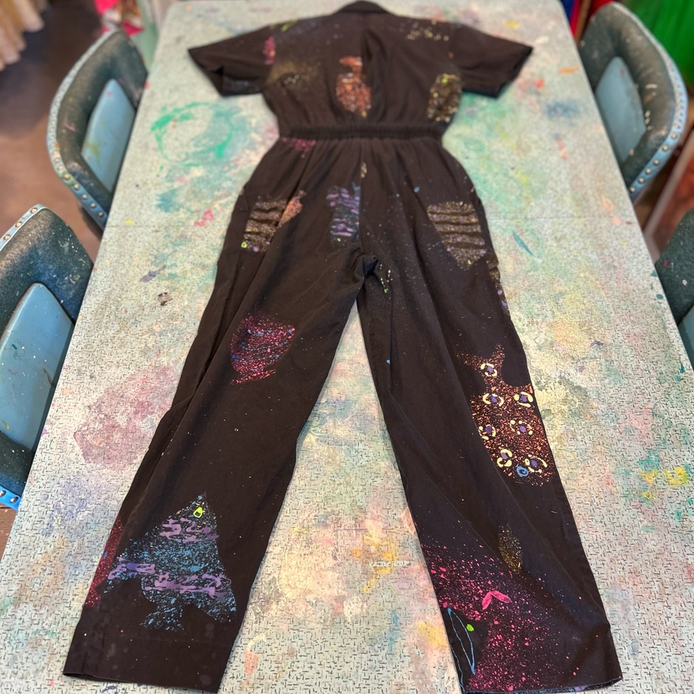 80s Splatter Paint Fish Jumpsuit - Picture 2 of 14